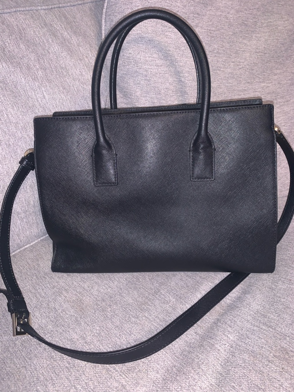 kate spade Cameron Street Candace Black Leather Satchel crossbody Leopard Charm - Picture 9 of 14